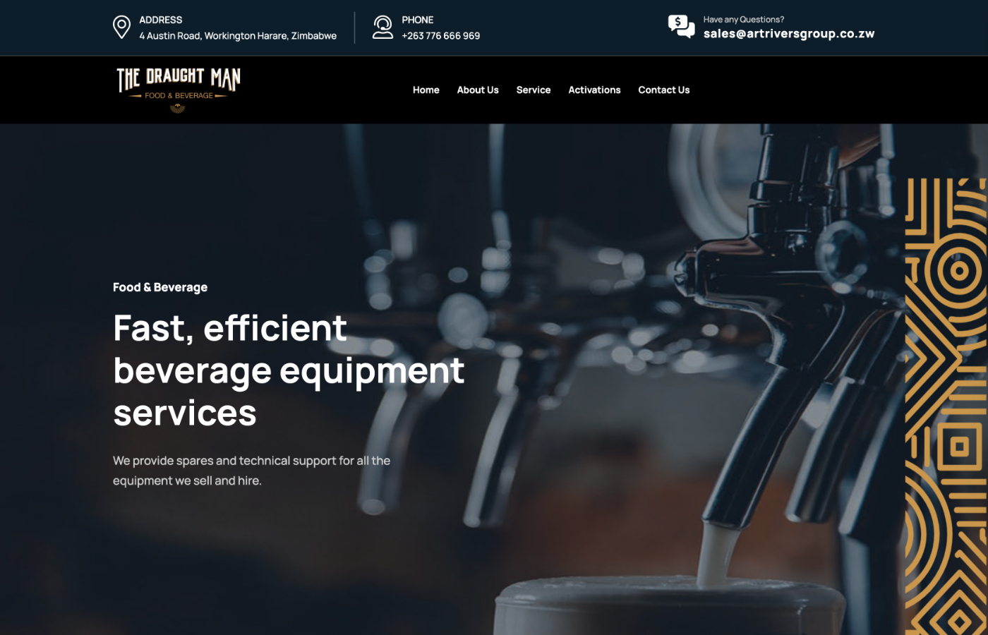 Example small business website built by EasySites for The Draughtman, Zimbabwe
